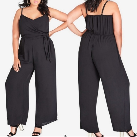 City Chic Black Front Tie Jumpsuit size 22 - Picture 1 of 10